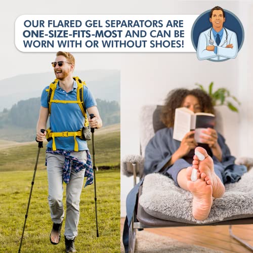 Dr. Frederick's Original Flared Gel Toe Separators - 6 ct - Soft Toe Spacers for Bunions, Overlapping Toes & Pain Relief - Orthotic Corrector for Men & Women - One Size