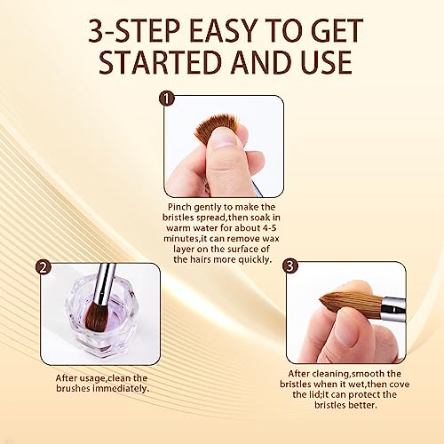 Acrylic Nail Art Brush - Size 16, 100% Pure Kolinsky Hair Oval Nail Brush for Professional Acrylic Application, DIY Home Salon