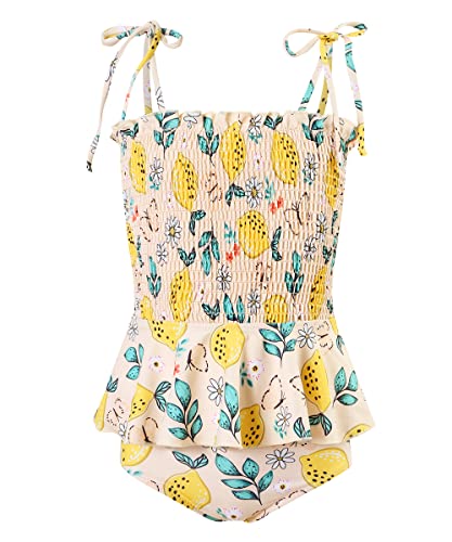 Girls Swimsuits Two Piece Set of Fish Scales Printed Tankini Bathing Suits (as1, age, 4_years, 5_years, Yellow)