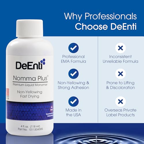 DeEnti Nomma Plus Professional Liquid Monomer, EMA Nail Liquid for Acrylic Powder, Non-Yellowing Monomer, 4oz Bottle, Professional Salon Quality Manicure and Pedicure Supplies