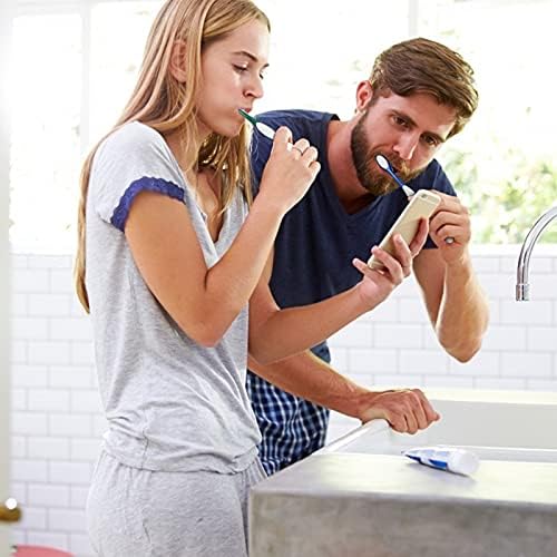 Firm Toothbrushes with Covers for Adults, Cross Hard Bristles, with Built in Tongue Scraper, 6 Count