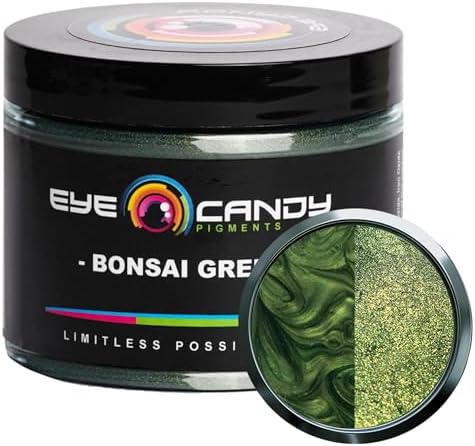 Eye Candy Pigments Premium Green Mica Powder - Bonsai Green (50gr) - for Epoxy, Resin, Soap, Paint, Woodworking, Acrylic Pouring, Bath Bombs, Fishing Lures - DIY Arts and Crafts Additive