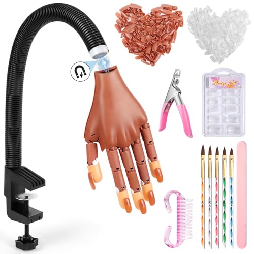 Magnetic Practice Hand for Acrylic Nails: Flexible Fake Nail Training Hand Practice - Manicure Hand Practice Kit for Beginners