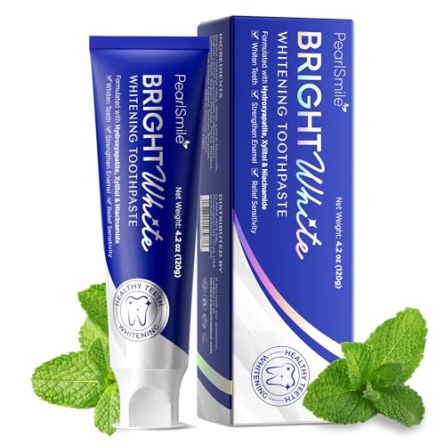 PearlSmile Hydroxyapatite Niacinamide Whitening Toothpaste – 5% Niacinamide + 10% Nano-Hydroxyapatite (nHAp) – Strengthens Enamel & Remineralizes – Fluoride-Free, 4.2oz (Pack of 1)