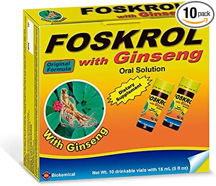 Ginseng Energy Supplement - 10 Vials of Strong Ginseng Extract - Energizing Liquid Supplement with Vitamin B Complex and Glutamic Acid HCI