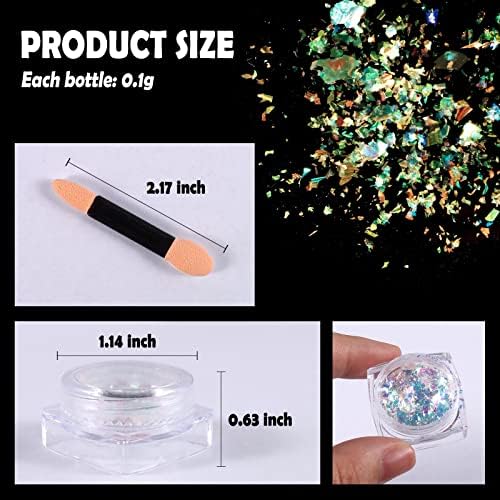 Laza Chameleon Flakes, 8 Colors Nail Confetti Powder, Irregular Colorshift Pigment Powder for Nails Art Supplies, Epoxy Resin Tumbler, Slime, Crafts Decoration - Glass Starry Night