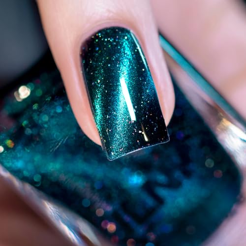 ILNP VIP - Black-Based Teal Magnetic Holographic Nail Polish