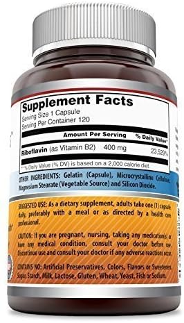 Amazing Formulas Riboflavin 400mg 120 Capsules Dietary Supplement | Non-GMO | Gluten Free | Made in USA
