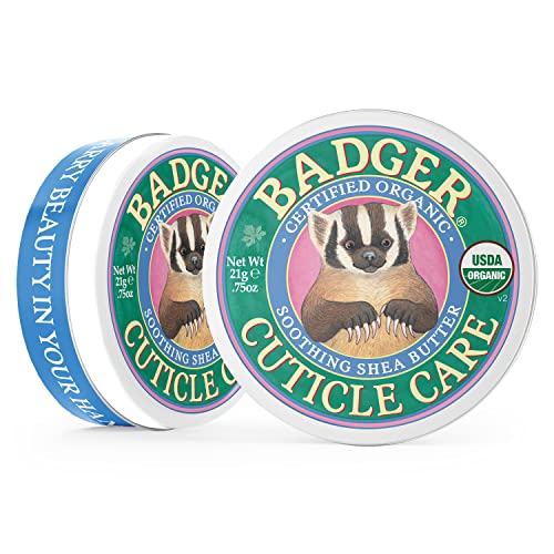 Badger Cuticle Care, 100% Organic Cuticle Cream for Natural Nail Care, Soothe & Restore Dry & Splitting Cuticles, Rich Shea Butter, Light Citrus Scent, .75oz Tin, 2-Pack