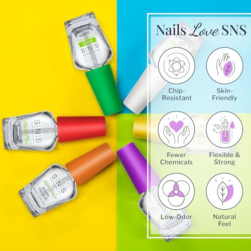 SNS Base Coat Nail Polish for Nail Dip Powder Set, 4 Pack - Long-Lasting & Fast-Drying Nail Strengtheners Gel Base for Quality Colors - Low-Odor Dipping Powder Polish, No UV Lamp Required, 0.5 Oz