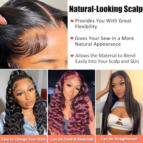 Deep Wave Lace Front Wigs Human Hair 13x4, Raw Human Hair, All-Day Comfort Glueless Pre-Plucked Hairline with Baby Hair, for Women, 180 Density, Natural Color 26 Inch