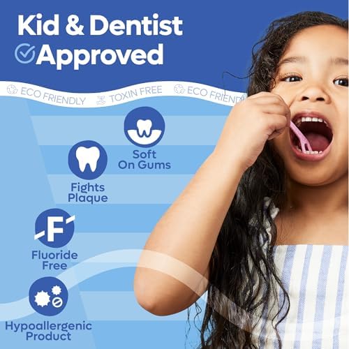 SmartLifeco Biodegradable Kids Flossers - Fluoride Free & Plant Based | Eco Friendly Dental Floss Picks for Children | Fun Animal Flossing Sticks for Toddlers Teeth | Compostable (200 Pack, Mint)