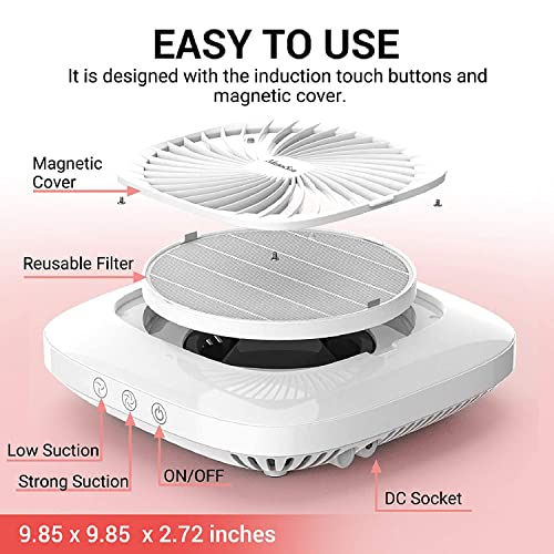 MelodySusie Nail Dust Collector with Reusable Filter, Powerful Vacuum Fan, Low Noise, Nail Salon