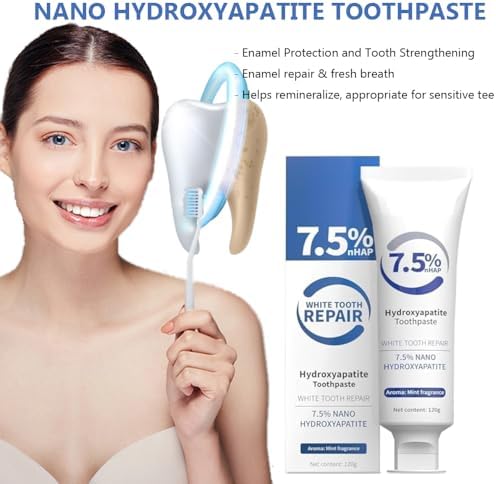 Peachloft Teeth Whitening Toothpaste, 7.5% Nano Hydroxyapatite Toothpaste,Fluoride Free Hydroxyapatite Toothpastes, White Tooth Repair | Enamel Repair & Fresh Breath (1PC-B, Large)