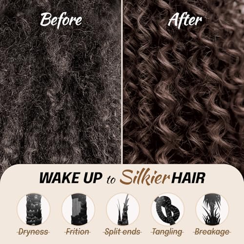 Silk Satin Bonnet for Sleeping Women - Hair Bonnet for Curly Frizzy Hair Care, Adjustable Sleep Cap, Double Layer Head Hair Wrap, Black