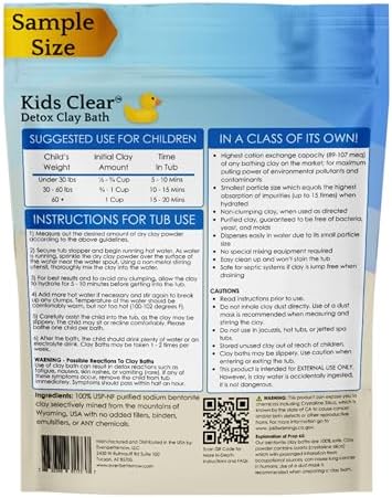 Kids Clear Detox Clay Bath, 100% Pure Sodium Bentonite - Cleansing and Purifying, by -Evenbetternow LLC – 0.5 lb (8 oz) Sample/Trial Size