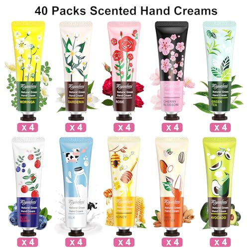 40 Pack Hand Cream Gifts Set- Valentines Day Gifts for Her, Women Gifts Bulk Lotion, Bridesmaid/Teacher Appreciation/Nurse Gifts, bulk gifts for coworkers Travel Size Hand Lotion for Dry Cracked Hands