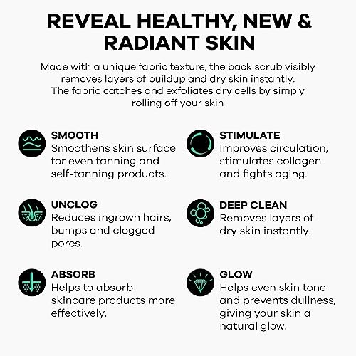 Dermasuri Deep Exfoliating Back Scrubber -Bath & Shower Back Scrub - Body Exfoliator Scraper Tool - Deep Exfoliation Body Cleaner for Shower, 27" Long, 8" Wide