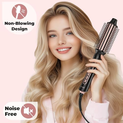 Thermal Brush 5 Adjustable Temps, 1.5 Inch Hot Curling Brush for Big Bouncy Curls, Non-Blowing Heated Round Brush, Ceramic Curling Wand for Medium & Long Hair, Dual Voltage for Travel