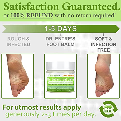 Dr. Entre's Foot Balm: Tea Tree Oil & Shea Butter Based - Organic Treatment Cream for Athletes Foot, Dry Feet, Cracked Heels, Itching, and Odor - Foot Care E-Book Included