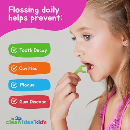 Kids EcoFlossers 200ct, Easy to Hold Kids Flossers, Fun & Colorful Kid Flossers, Natural Kid Floss, Plastic Free Biodegradable Floss Picks, Toddler Flosser Stick