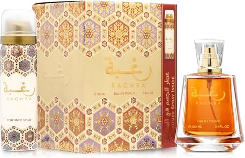 Lattafa Raghba 2-piece Set for Unisex (3.4 Oz Eau de Parfum Spray + 1.7 Oz Perfumed Deodorant Spray)