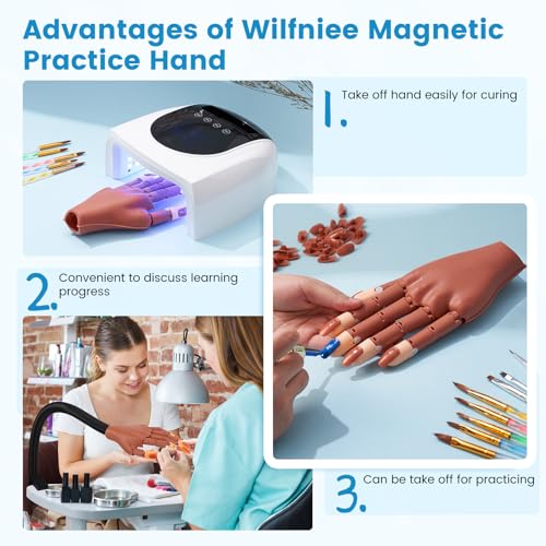 Magnetic Practice Hand for Acrylic Nails: Flexible Fake Nail Training Hand Practice - Manicure Hand Practice Kit for Beginners