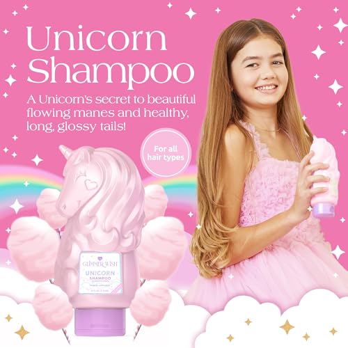 Glimmer Wish Unicorn Kids Shampoo, Paraben and Sulfate Free Shampoo for Soft and Manageable Hair, Kids Hair Care, Cotton Candy Scent, 12 Fl Oz