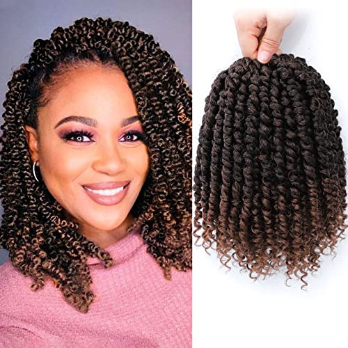 Fulcrum Passion Twist Hair 8 Inch, 8 Packs Passion Twist Crochet Hair for Black Women, Prelooped Crochet Twist Hair with Curly Ends (8Inch, T30#)
