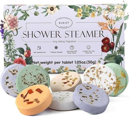 Shower Steamers Aromatherapy BLRIET 8 Pack Gifts for Women, Birthday Christmas White Elephant Gifts Stocking Stuffers for Adults Her Mom Him Home Spa Gym Natural Essential Oil Self Care Relaxation