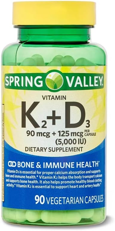 Vitamin K2 (90mcg) + D3 (125mcg) Vegetarian Capsules, 90 Count