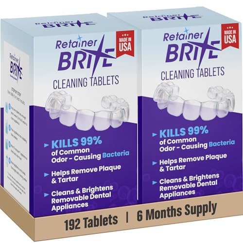 Retainer Brite – Aligner Cleaning Tablets for Invisalign, Mouth Guard Cleaner, Night Guard Cleaner and other Dental Appliances. FDA Registered and Made in USA. 192 Tablets – 6 Month Supply