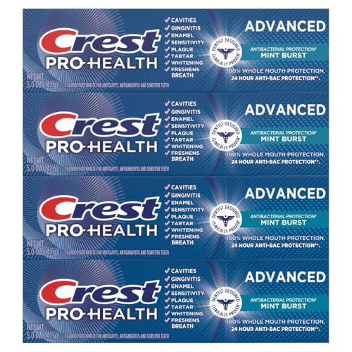 Crest Pro-Health Advanced Antibacterial Protection Toothpaste - Pack of 4, 5 Oz Tubes