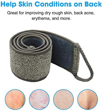 Loofah Back Scrubber, 50 Inch Extra Long Natural Flax Exfoliating Back Scrubber for Shower for Men Women, Deep Clean & Invigorate Your Skin