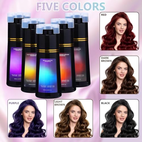 Polar Hair Dye Shampoo, Hair Care Instant Dye Shampoo, Polar Hair Care, Natural Hairs Color Shampoos for Gray Hair Coverage, Suitable for Women & Men (Black)