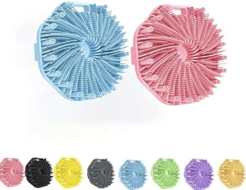 Scrubbies The Sud Bud, Silicone Body Scrubber, Scrubber for Body, Silicone Body Brush for Showering, Scrubber for Body, Bath, Shampoo and Massage 3 in 1, for All Skin Types (Blue+Pink)