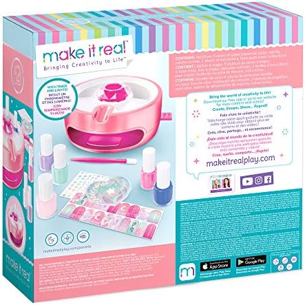 Light Magic Nail Dryer & Polish Set for Girls & Teens - 5 Vibrant Nail Colors, Art Stickers, Nail File, Cuticle Pusher & Dryer - Water-Based, Non-Toxic Polish Perfect Spa Day Manicures Make it Real
