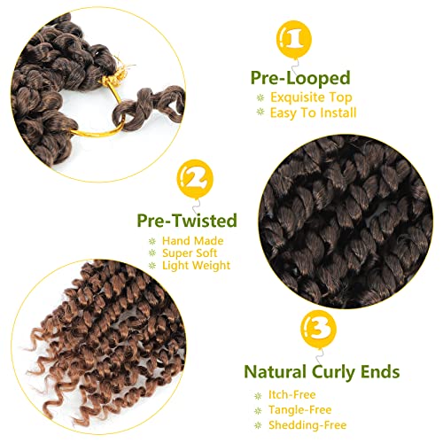 Fulcrum Passion Twist Hair 8 Inch, 8 Packs Passion Twist Crochet Hair for Black Women, Prelooped Crochet Twist Hair with Curly Ends (8Inch, T30#)