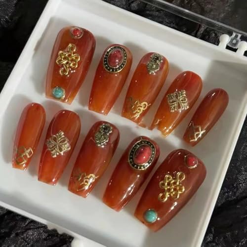 50pcs Western Nail Charms 3D Vintage Turquoise Jewelry Teardrop Shape Blue Red Marble Nail Art Gem Art Accessories for Nail Phone Home Supplies Decoration