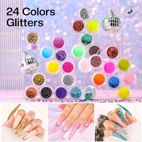 Morovan Acrylic Nail Kit with UV Lamp: Complete Beginner Starter Set with Glitter Acrylic Powder