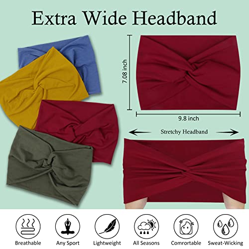 AKTVSHOW 7'' Wide Headbands for Women, Extra Large Turban Workout Headband Fashion Yoga Hair Bands Boho Twisted Thick Hair Accessories, 8Pack