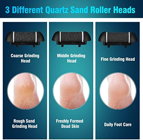 Foot Callus Remover Electric Callus Remover for Feet, Yooikeey Electric Foot Scrubber Dead Skin Remover,16 in1 Pedicure kit for Dead Skin&Cracked Heel or Rough Hand with 3 Roller Heads 2 Speed (black)