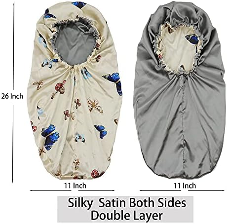 Satin Bonnet Silky Sleep Cap,Adjustable Hair Bonnet for Braids Curly Hair