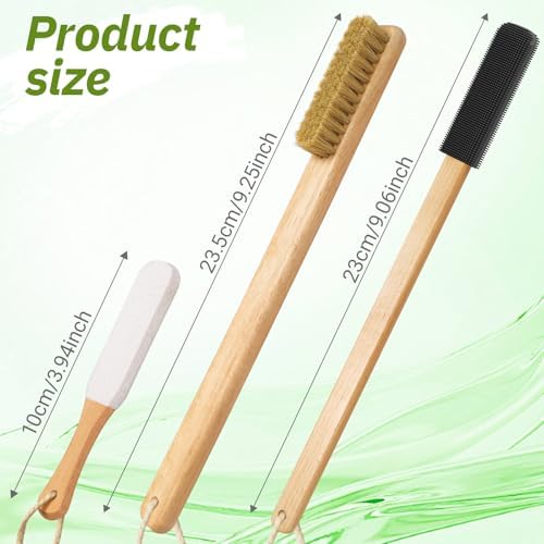 Long Handle Toe Gap Cleaning Brush+Body Shower Brush+Foot Grinder, Silicone Foot Scrubber for Shower, Feet Cleaner Scrub Foot Care for Seniors,Elderly, Men and Women,Black