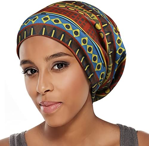Sleep Cap Satin Bonnet Extra Large African Print Hair Wrap for Curly Hair, Locs Black Women