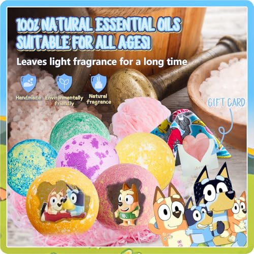 Bath Bombs for Kids: XXL Bath Bombs with Surprise Inside, Organic Bath Bombs Rich in Natural Essential Oils, Kids Bath Bombs Gift Set for Dry Skin Moisturize, Gifts Card for Kids (6 Pcs)