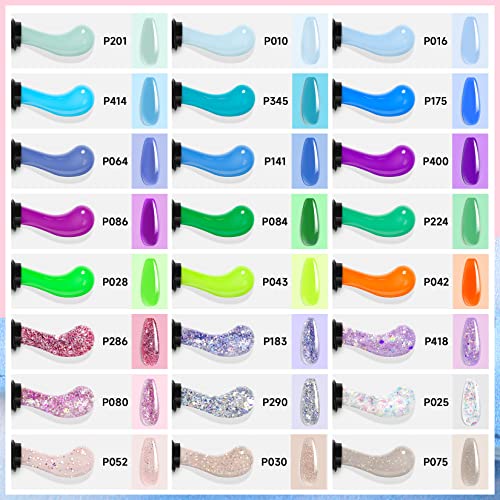 Morovan Poly Gel Nail Colors: 48 Color Poly Eextension Gel Nail Kit with Pure and Glitter Poly Nail Gel for All Season Poly Gel Nail Trendy Nail Art Design