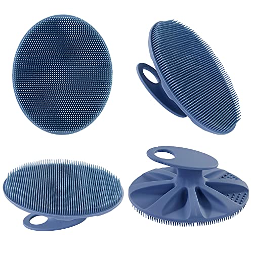 Food-Grade Soft Silicone Body Cleansing Brush Shower Scrubber, Gentle Exfoliating and Massage for All Kinds of Skin (Pack of 4)