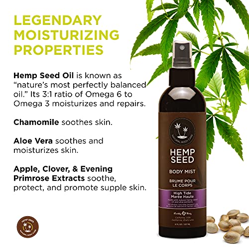 Hemp Seed Body Mist - 8 fl oz - Moisturizes, Invigorates & Protects Skin - With Hemp Seed Oil, Chamomile & Aloe Vera - Vegan, Cruelty Free