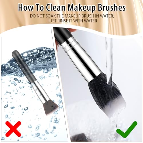 Tanlade 10 Pcs Makeup Brushes Bulk Flat Top Foundation Brush Liquid Cream Powder Foundation Contour Blush Concealer Eye Shadow Blending Liner Make up Kit for Wedding Artist(Pink)